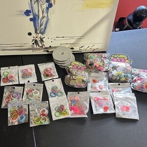 Bracelet charms craft set — three bags of loose charms, wire, and hooks